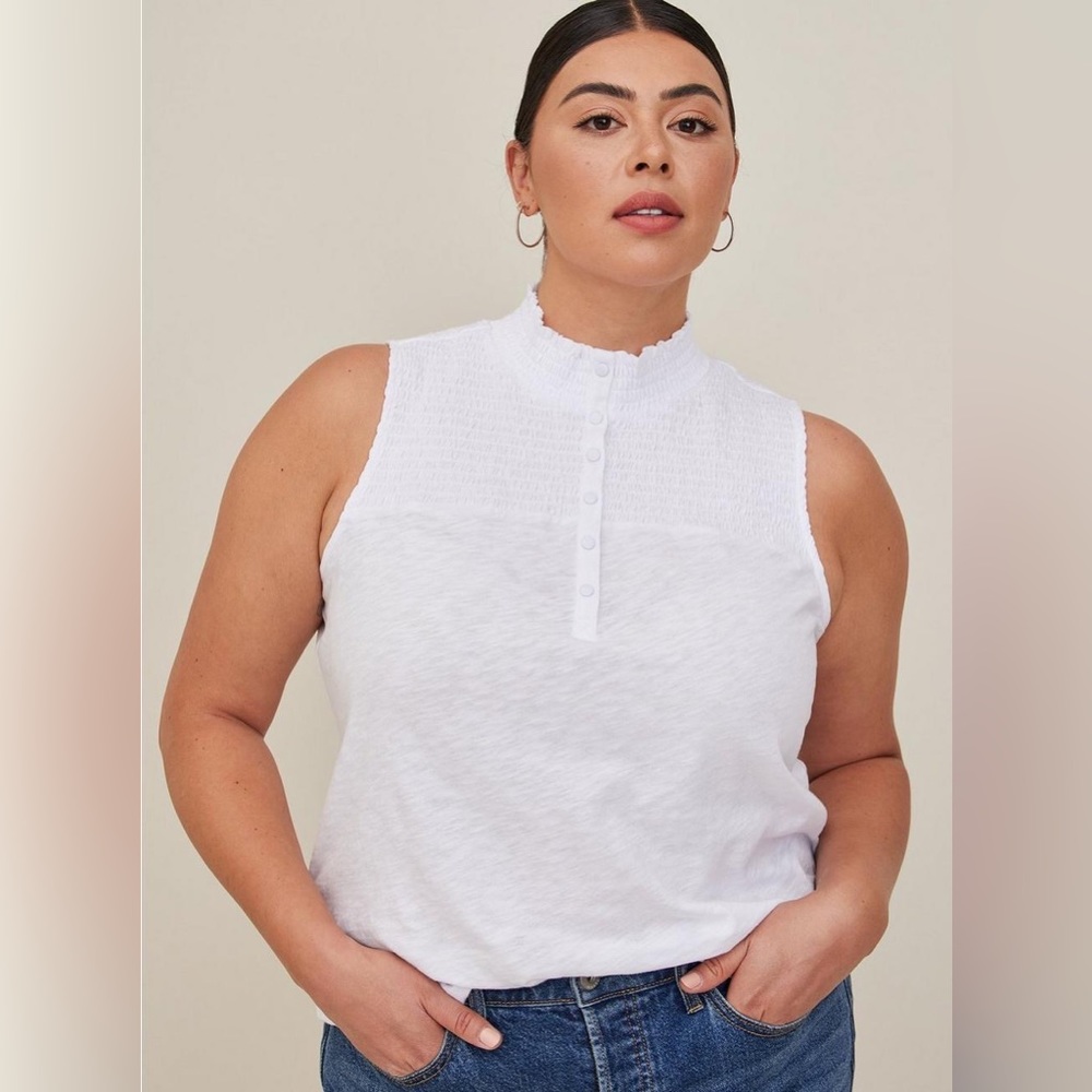 Torrid Heritage Slub Smocked Yoke Henley Tank